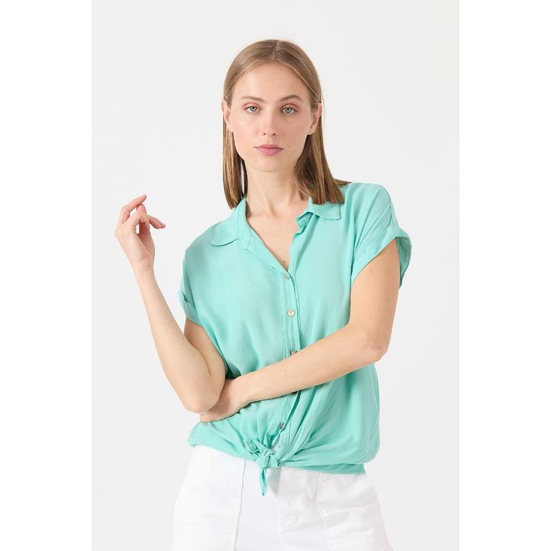 PRIVILEGE - Blusa turquesa manga corta PRIVILEGE