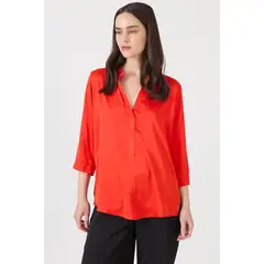 PRIVILEGE - Blusa roja rayas manga 34 - Rojo