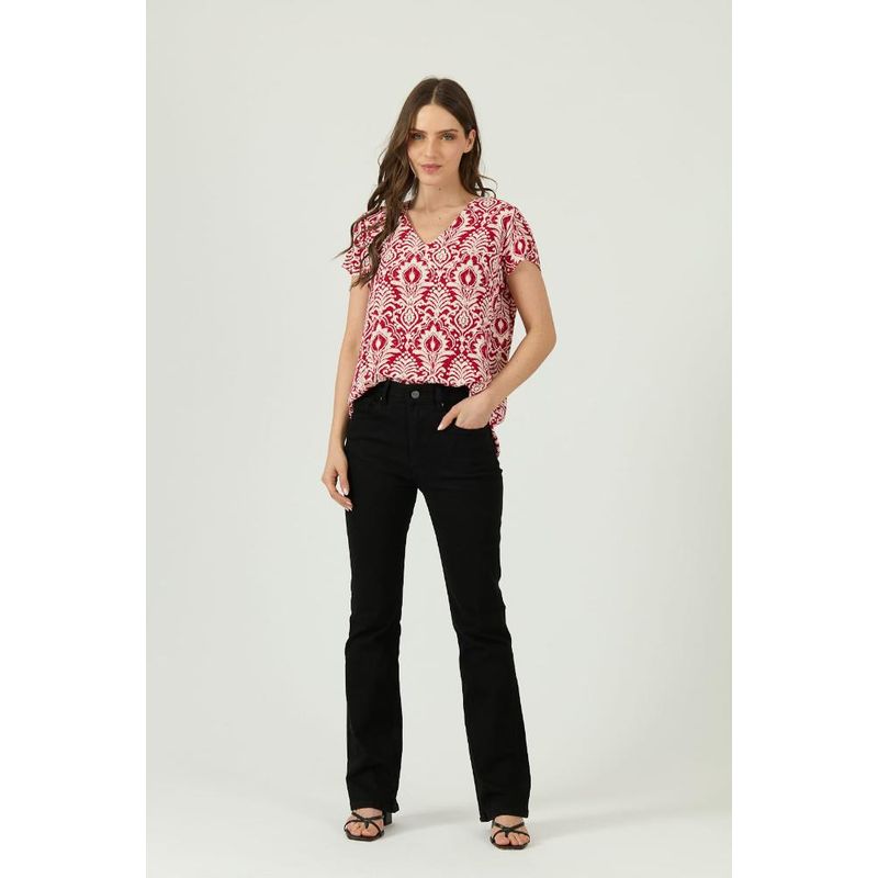 PRIVILEGE - Blusa roja estampada manga corta PRIVILEGE - Rojo