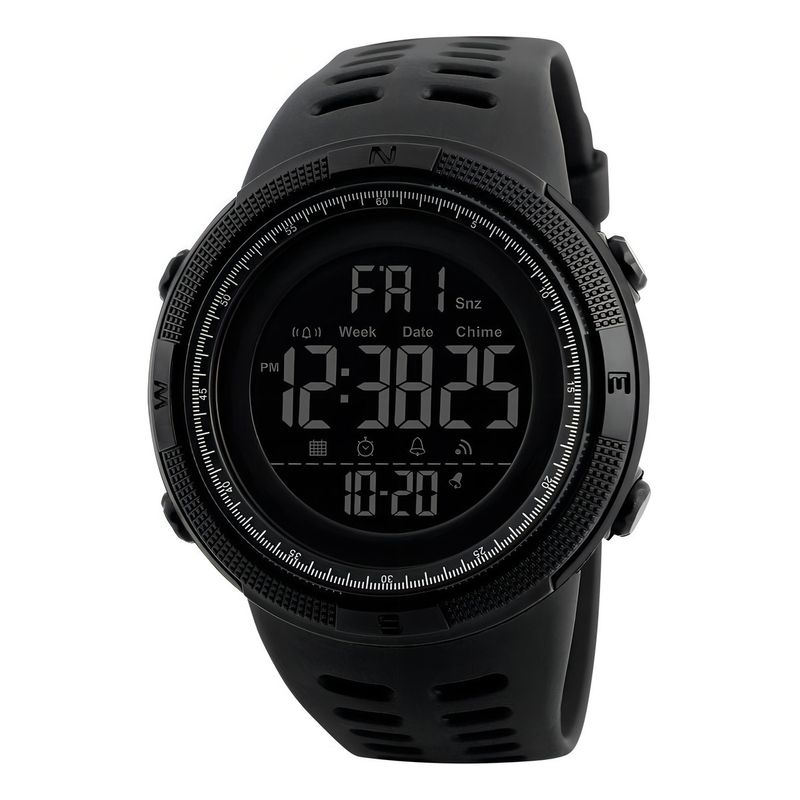 SKMEI - Reloj Pulsera Skmei 1251 Cuerpo Correa Negro Fondo Negro