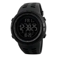 SKMEI - Reloj Pulsera 1251 Cuerpo Correa Negro Fondo Negro