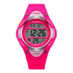 SKMEI - Reloj 1077 Sumergible Alarma Cronometro Malla Fucsia