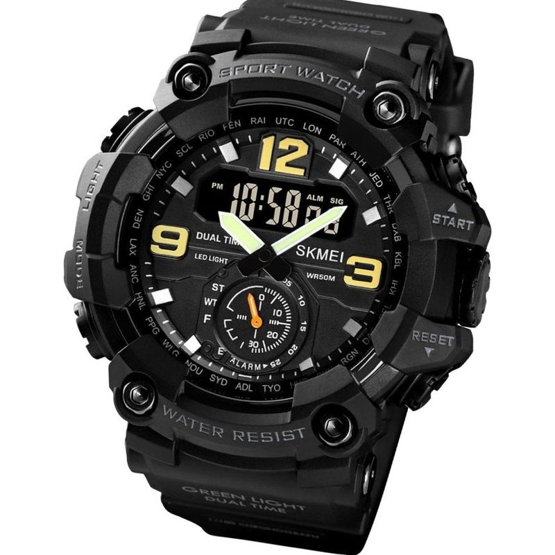 SKMEI - Reloj Pulsera Skmei 1637 Correa Poliuretano Negro Nuevo