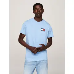 TOMMY HILFIGER - Polera Essential Con Logo Celeste Tommy Jeans