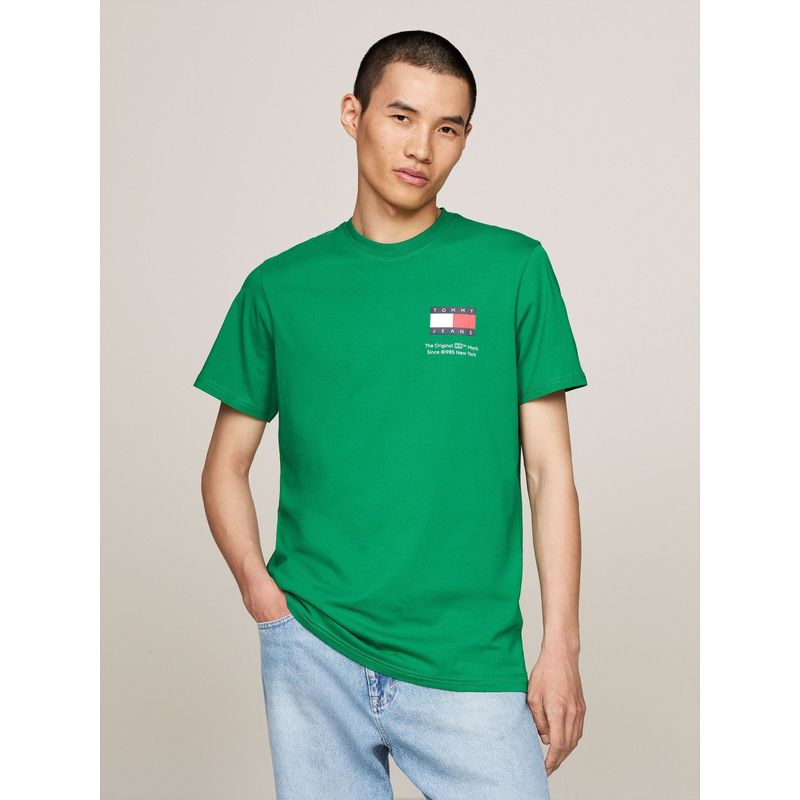 TOMMY HILFIGER - Polera Essential Con Logo Verde Tommy Jeans