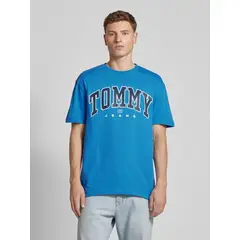 TOMMY HILFIGER - Polera Archive Varsity Logo Celeste Tommy Jeans