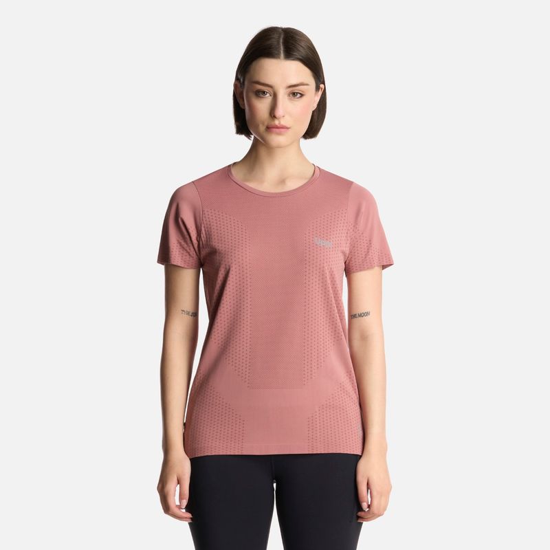 LIPPI - Polera Mujer 4 Run Seamless Trail Short Sleeve T-Shirt Rosa Oscuro Lippi