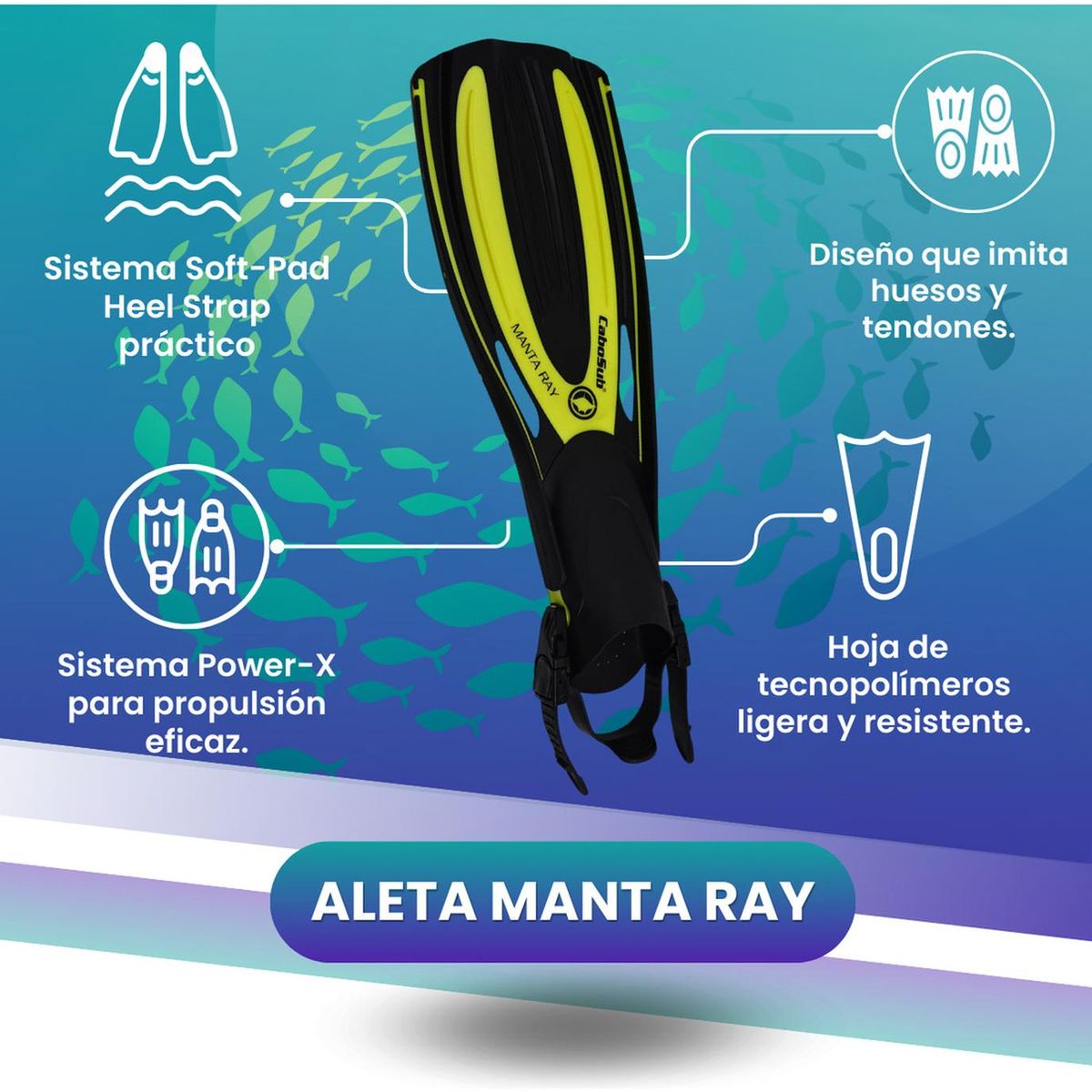 CABOSUB - Aletas Buceo Manta Ray Velocidad y Confort