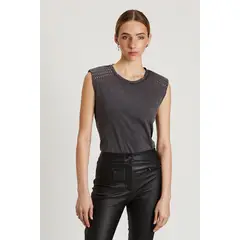 IO - Polera Sin Mangas Gris Marengo Mujer