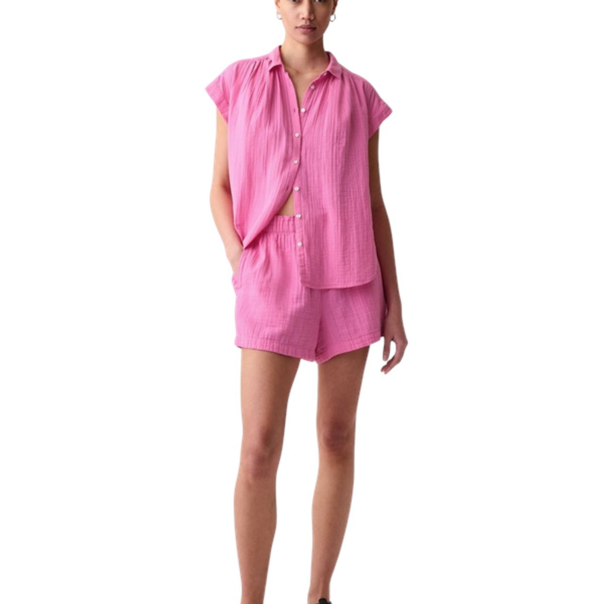 GAP - Short Mujer Gap Gasa Con Elástico Fucsia