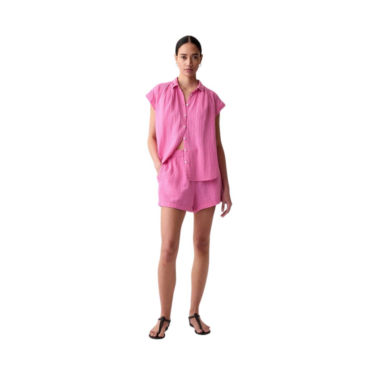 GAP - Short Mujer Gap Gasa Con Elástico Fucsia