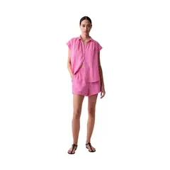 GAP - Short Gasa Con Elástico Mujer Fucsia