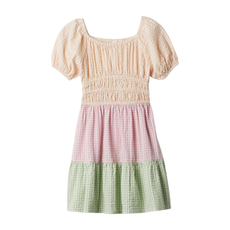 GAP - Vestido Con Vuelos Manga Englobada Multicolor