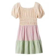 GAP - Vestido Con Vuelos Manga Englobada Multicolor