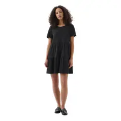 GAP - Vestido Cuello V Con Vuelos Negro