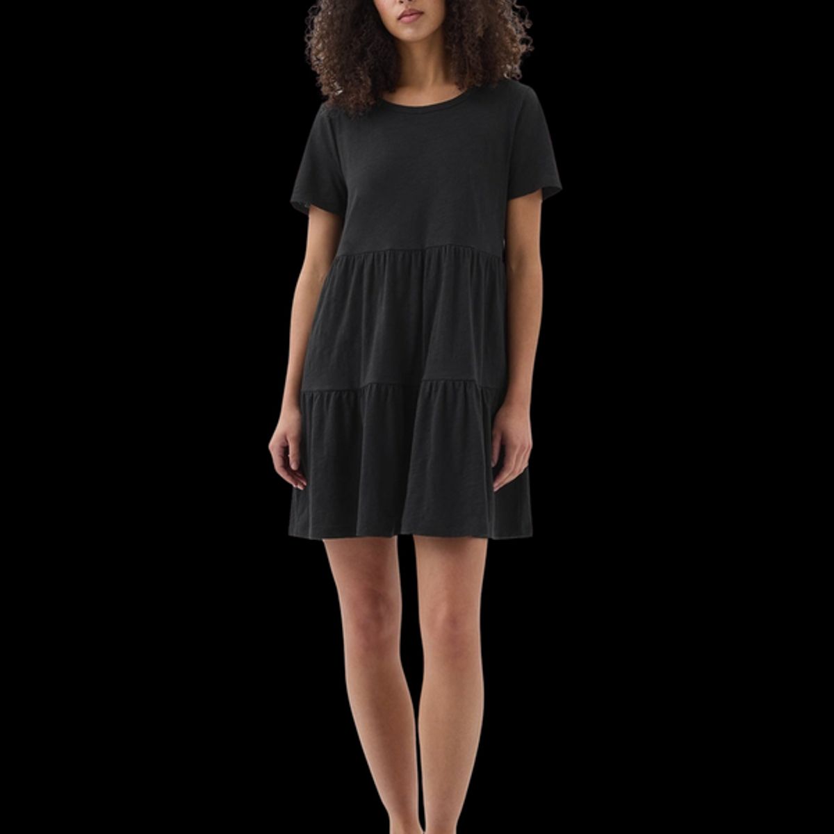 GAP - Vestido Cuello V Con Vuelos Negro