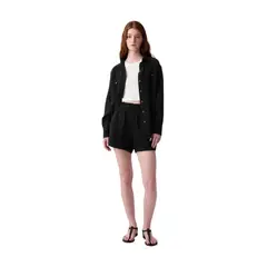 GAP - Short Gasa Con Elástico Mujer Negro