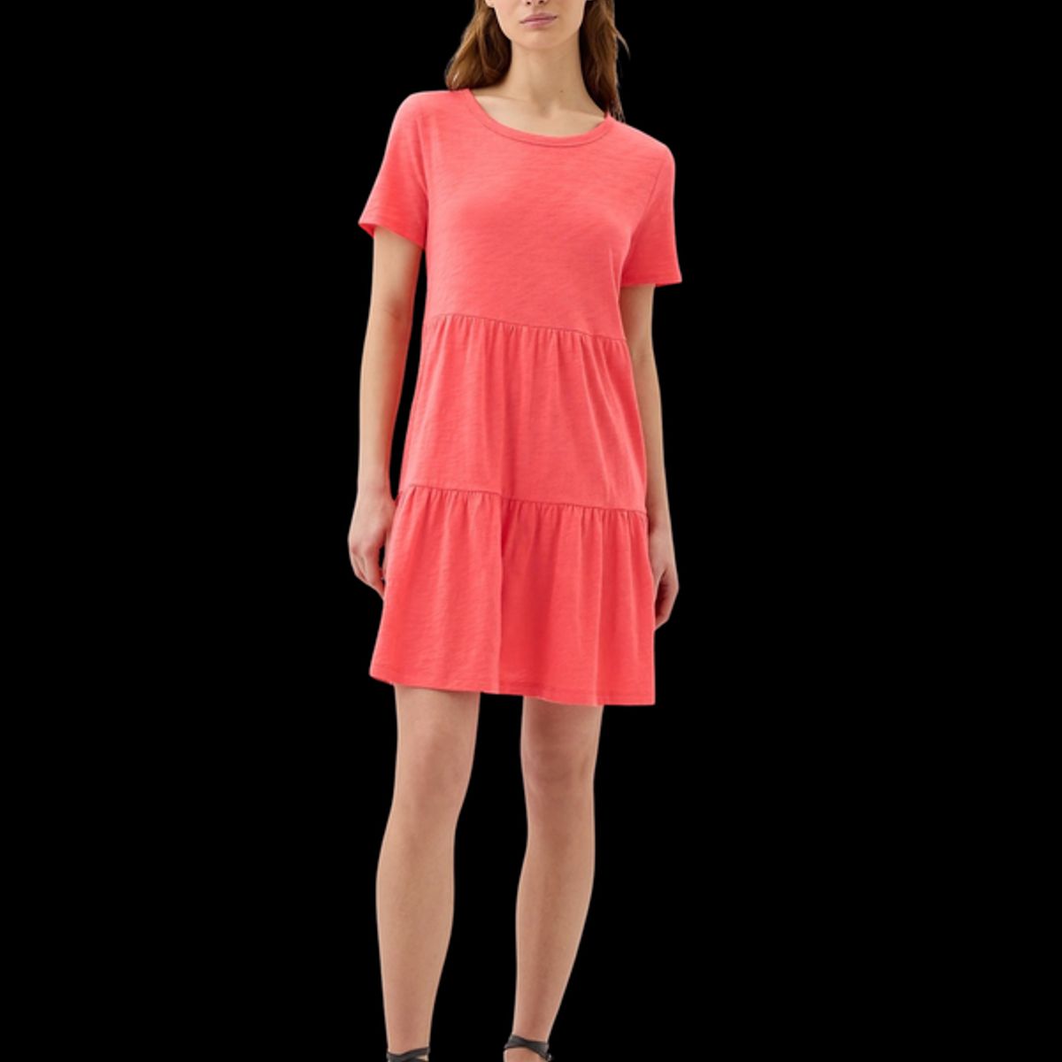 GAP - Vestido Cuello V Con Vuelos Coral