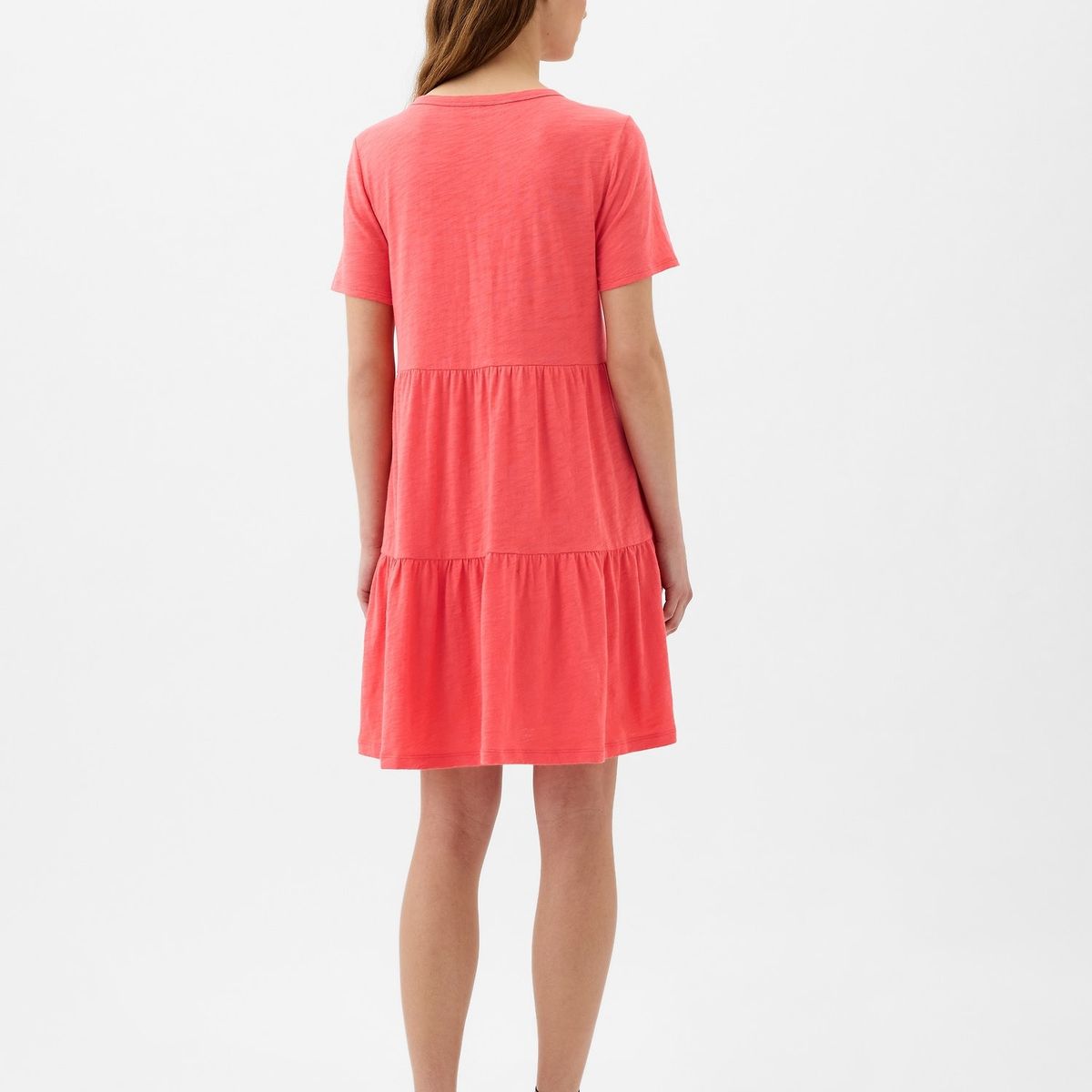 GAP - Vestido Cuello V Con Vuelos Coral