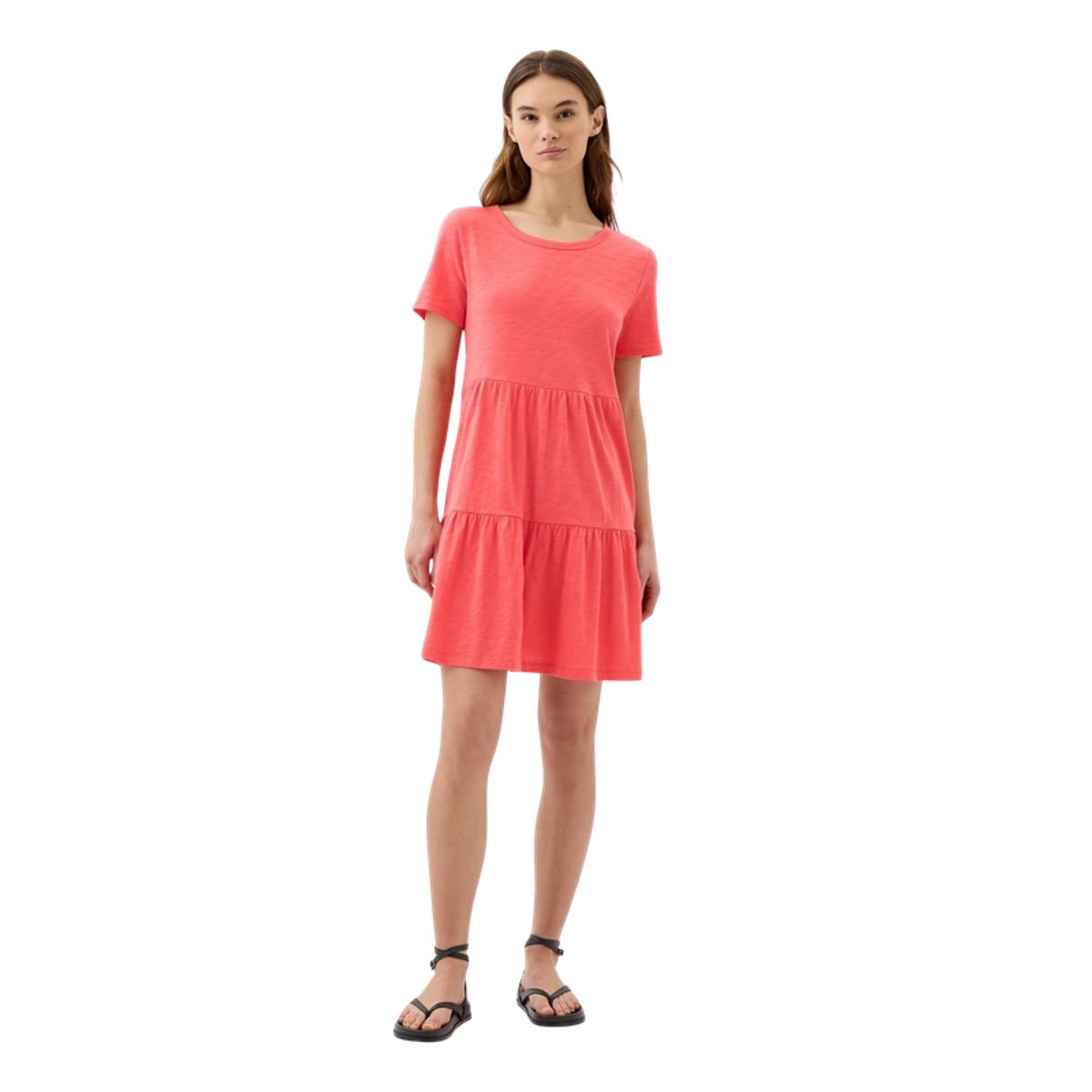 GAP - Vestido Cuello V Con Vuelos Coral