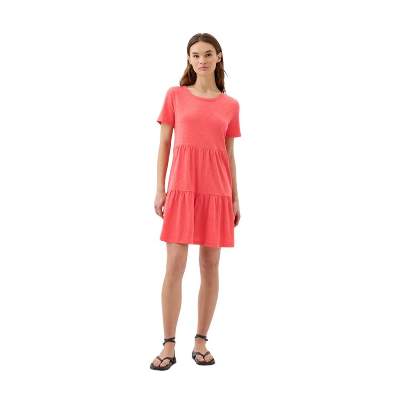 GAP - Vestido Cuello V Con Vuelos Coral
