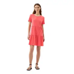GAP - Vestido Cuello V Con Vuelos Coral