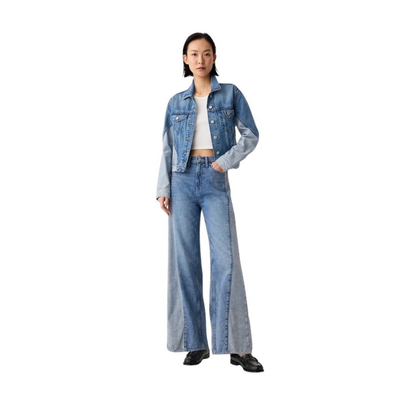 GAP - Jeans Wide Leg Tiro Alto Mujer Azul