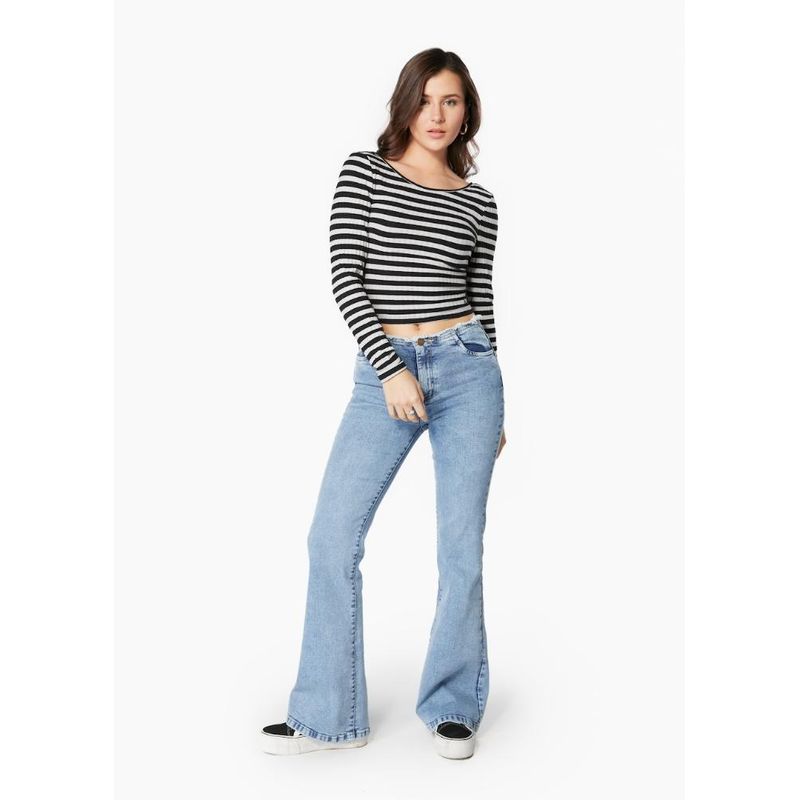 EFESIS - JEANS PRETY LIGHT FLARE SIN PRETINA C DESFLECADO - Azul