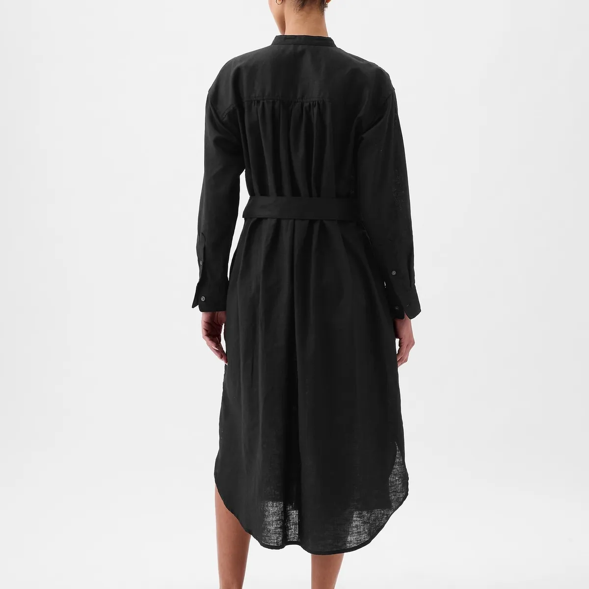 GAP - Vestido Mujer Maxi Lino Negro GAP