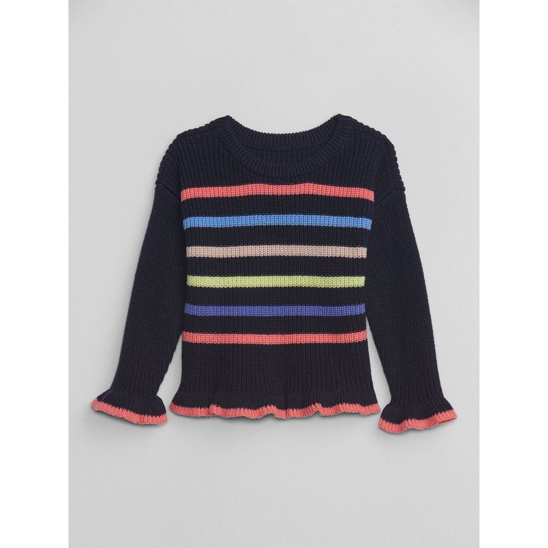 GAP - Sweater Bebé Niña Stripe Rayas Azul GAP