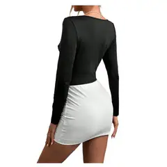 GARSIL - Body Mujer - Elegante De Manga Larga Con Brillos y Escote Corazon