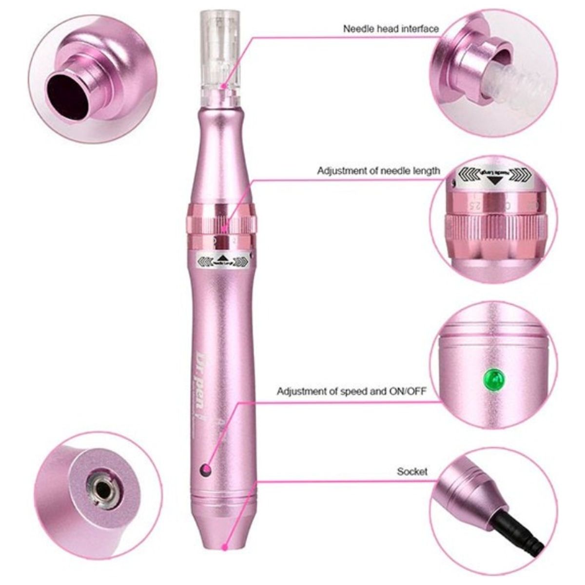 GENERICO - Dermapen Dr Pen M7-w+12 Agujas +3 Apollas De Vitamina C