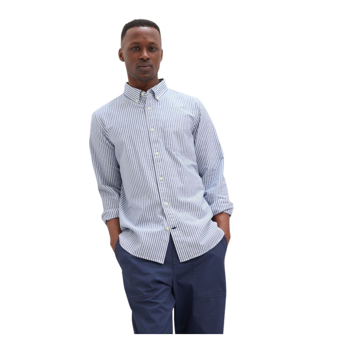 GAP - Camisa Oxford Standard Fit Hombre Azul