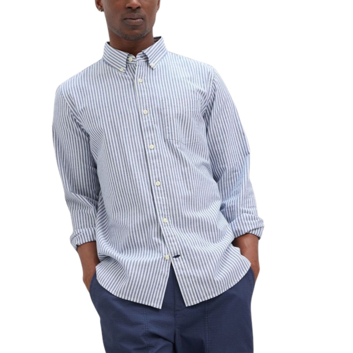 GAP - Camisa Oxford Standard Fit Hombre Azul