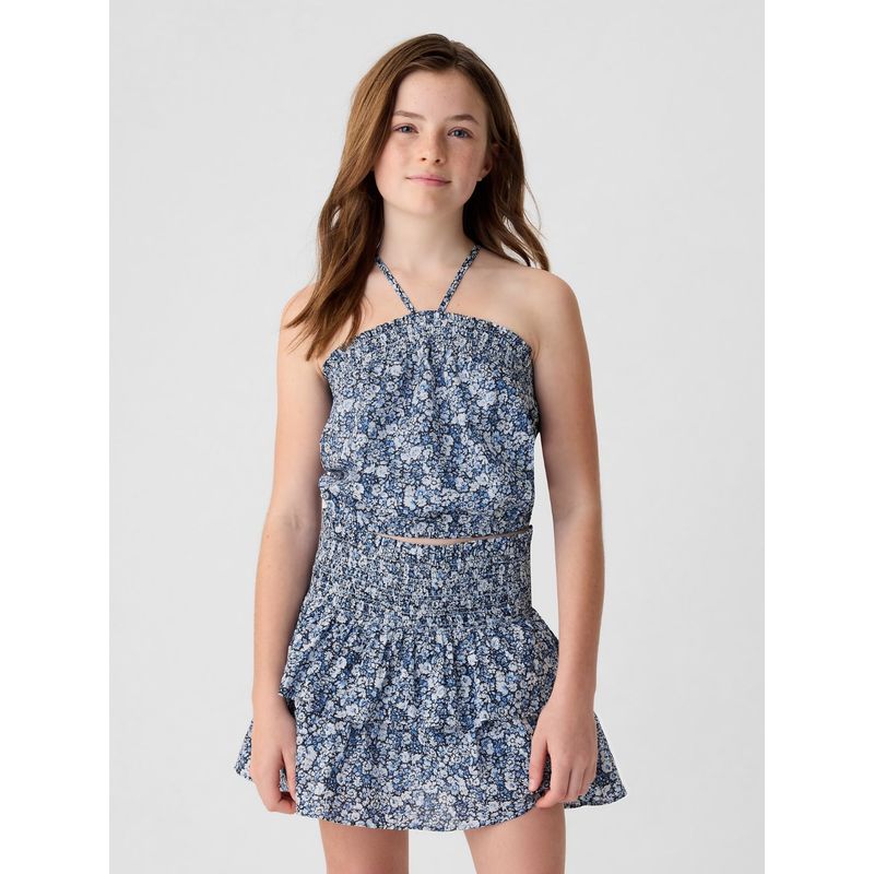 GAP - Blusa Niña Halter Floreada Azul GAP