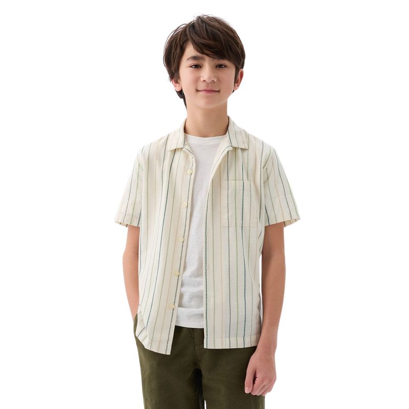 GAP - Camisa Rayada Manga Corta Crema