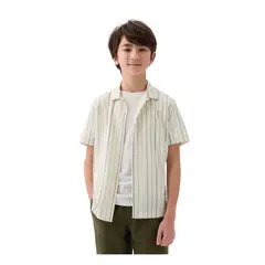 GAP - Camisa Rayada Manga Corta Crema