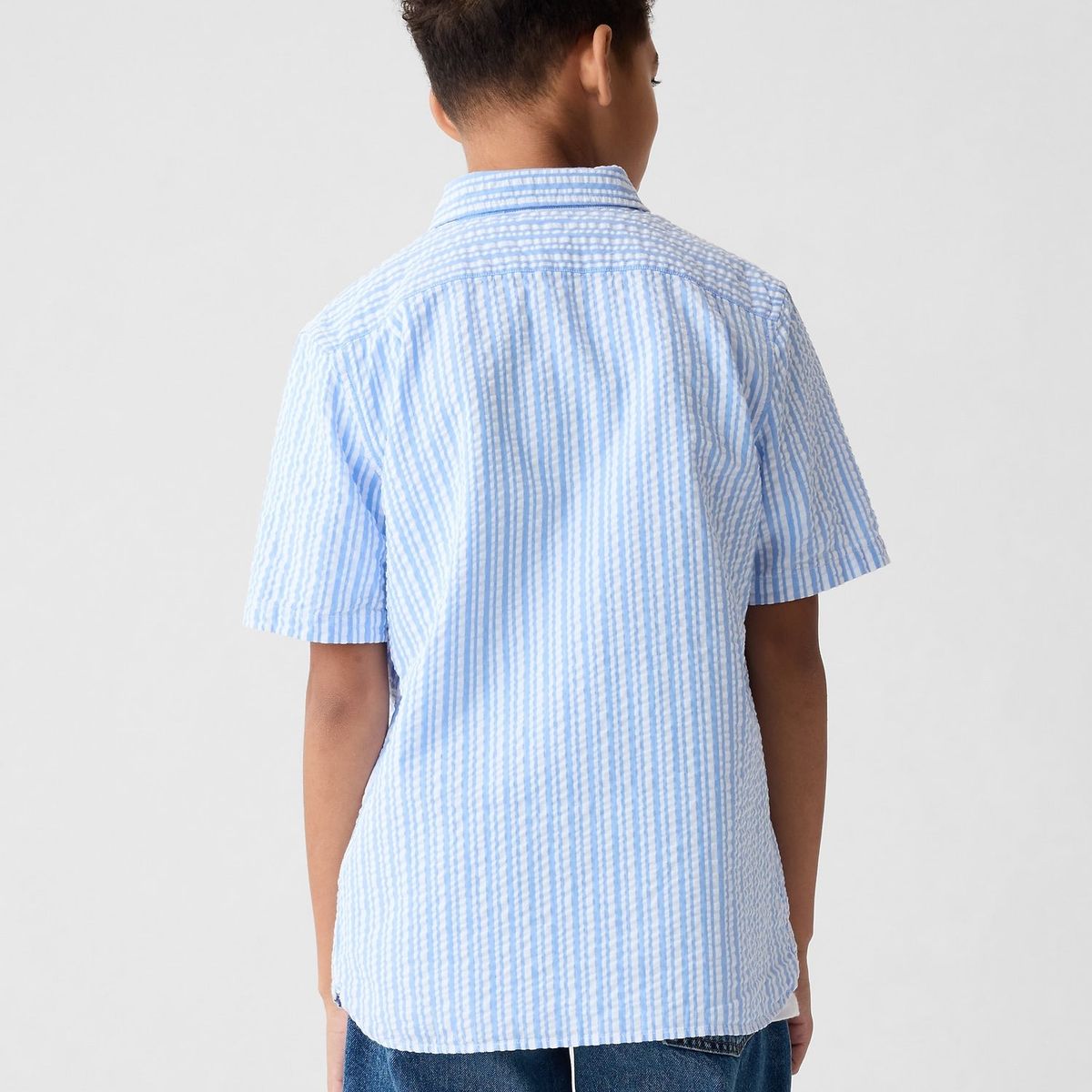 GAP - Camisa Con Textura Manga Corta Celeste