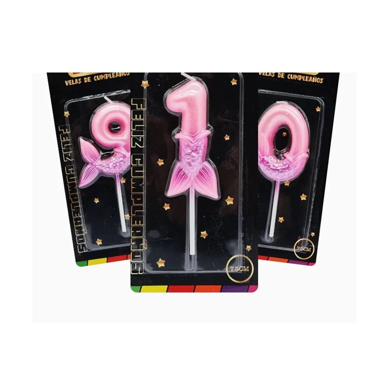 GENERICO - Velas Cumpleaños Cola Sirena Rosa  7.3 cm