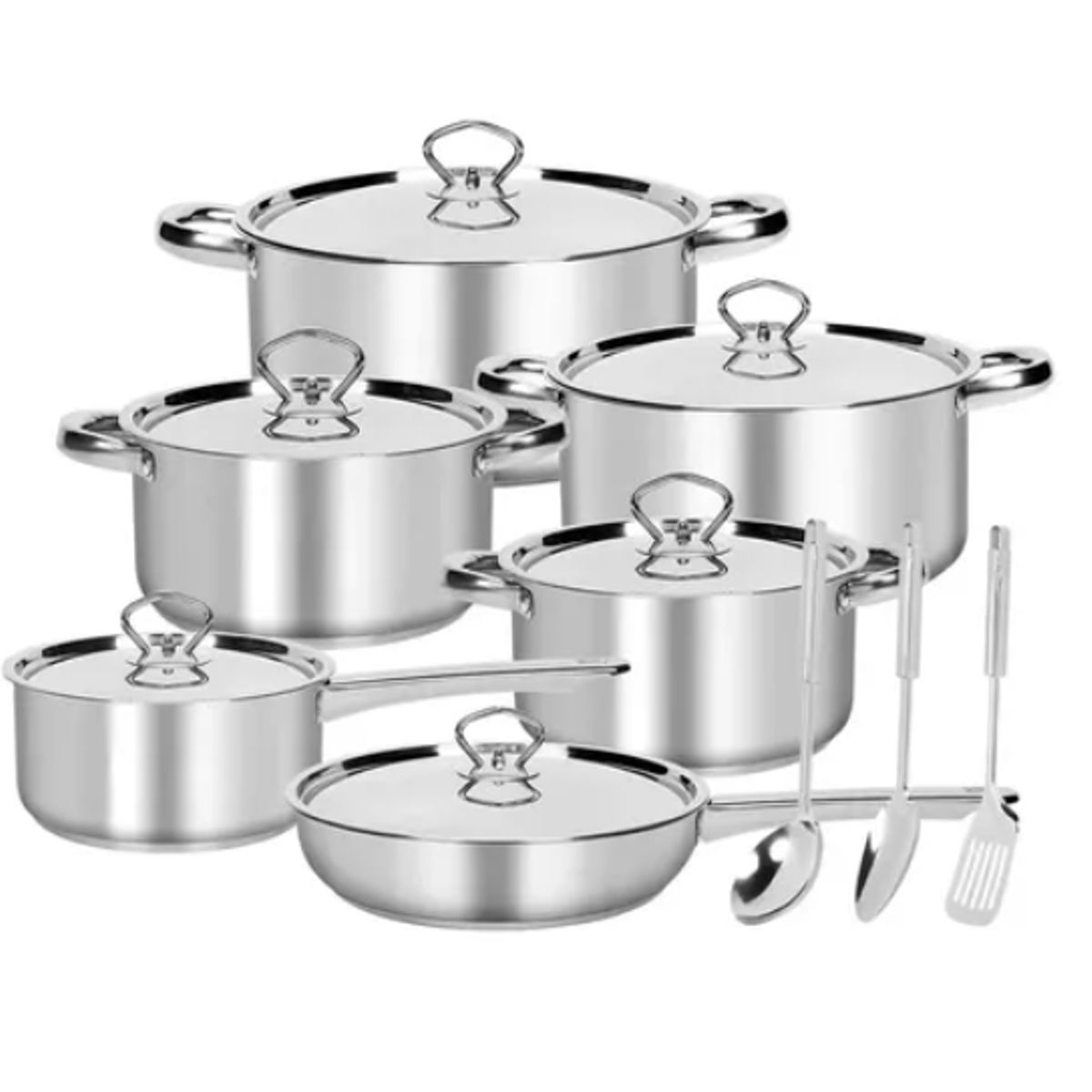 GENERICO - Juego Batería 15 Piezas Cocina Acero Inoxidable Plateado_