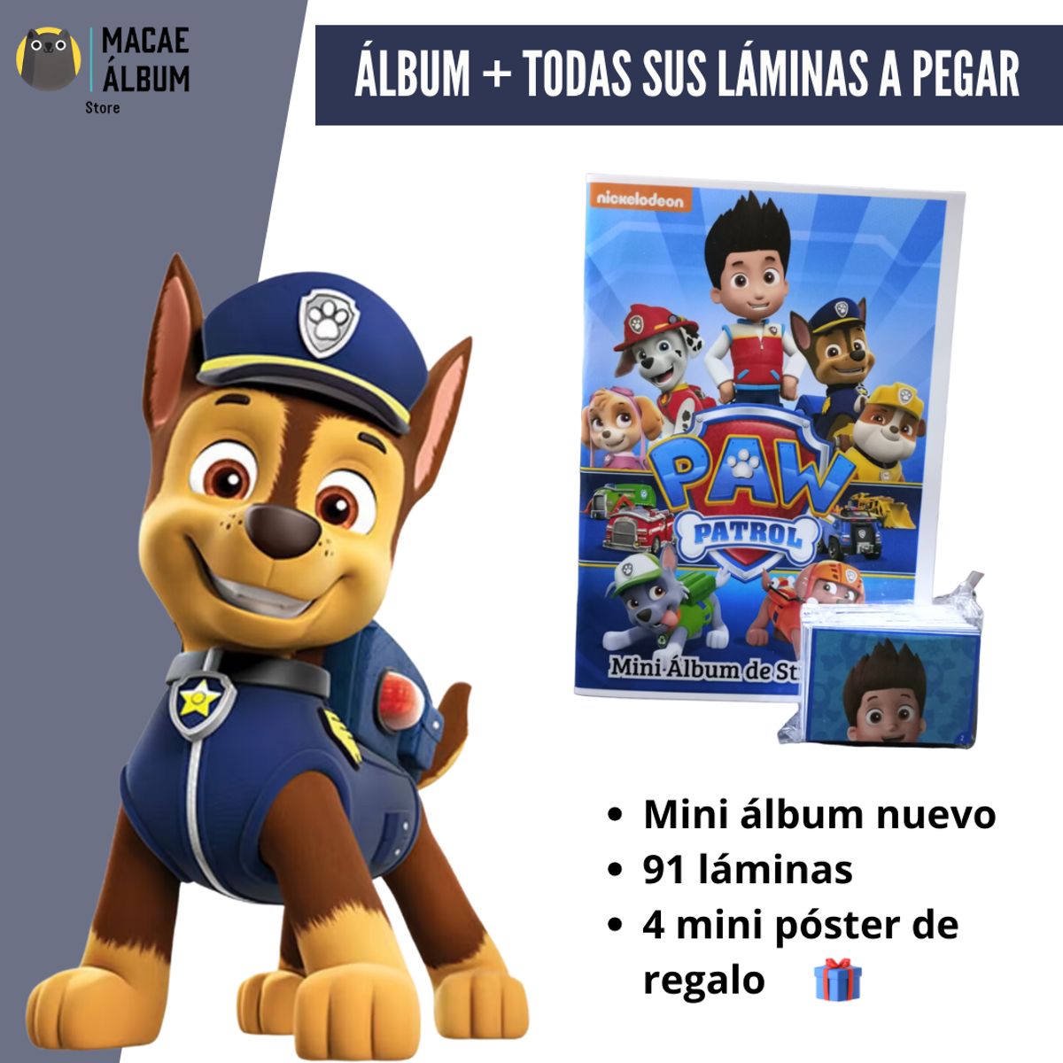 GENERICO - Mini Álbum Paw Patrol + Todas Sus Láminas a pegar