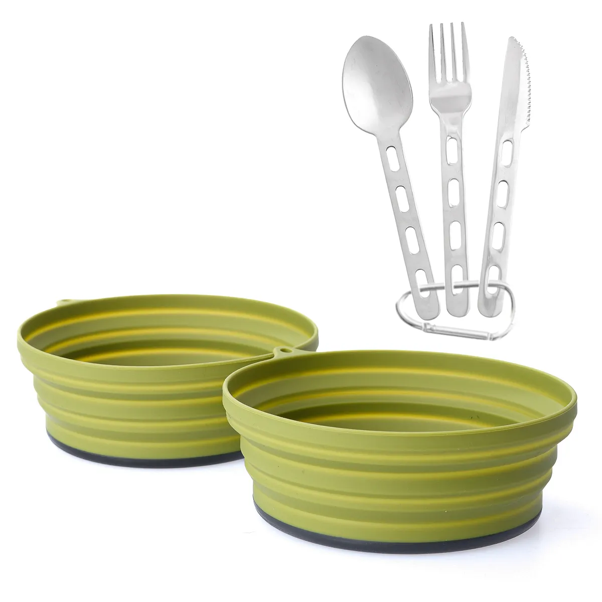 ATAKAMA OUTDOOR - Set Camping 2 Bowls Compactables + Cubiertos Atakama Outdoor