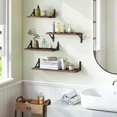 CASA BELLA - Repisas Flotantes De Madera Modernas X4 PCS NANO148