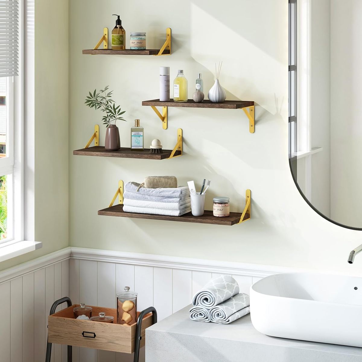 CASA BELLA - Repisas Flotantes De Madera Modernas X4 PCS NANO487