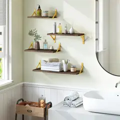 CASA BELLA - Repisas Flotantes De Madera Modernas X4 PCS NANO487