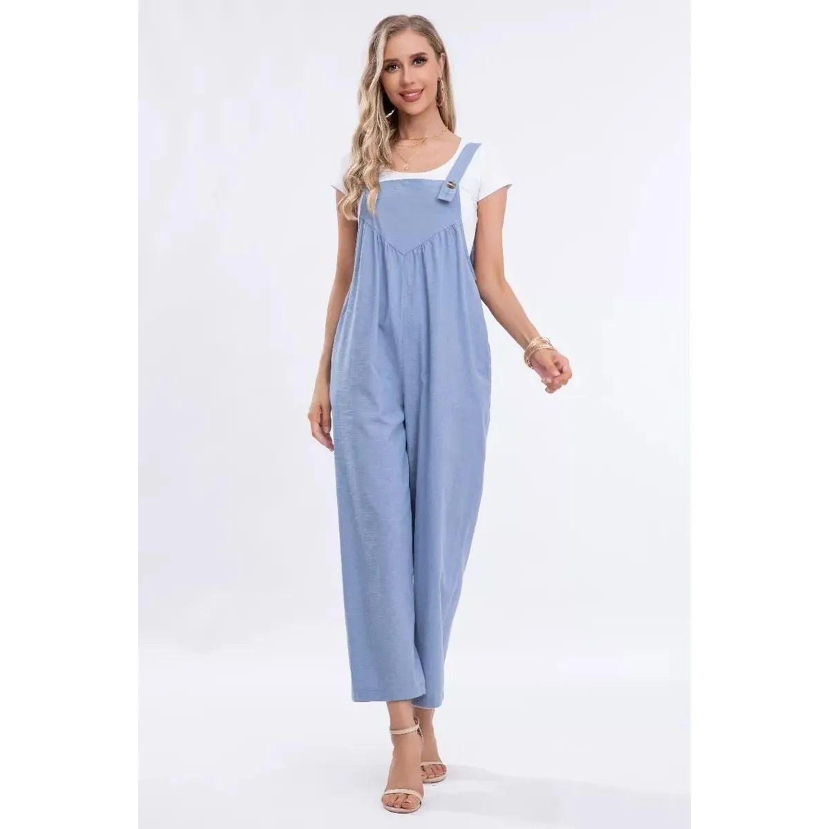 LIKE SHOP - Enterito Jardinera Premium Lino Largo Primavera Mujer 100% Algodón 280