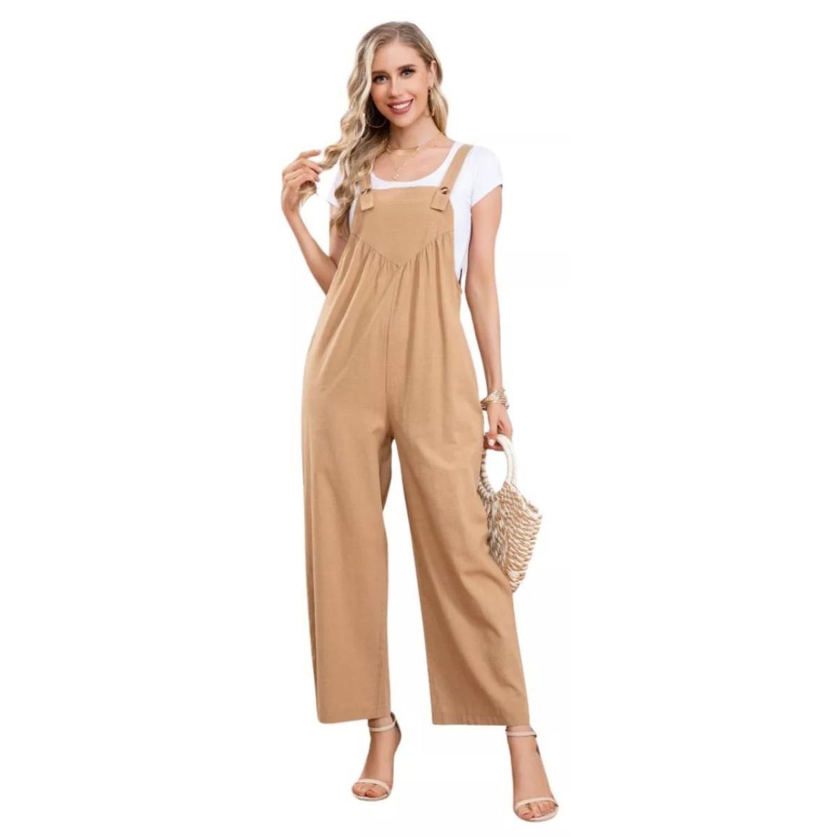 LIKE SHOP - Enterito Jardinera Premium Lino Largo Primavera Mujer 100% Algodón 280