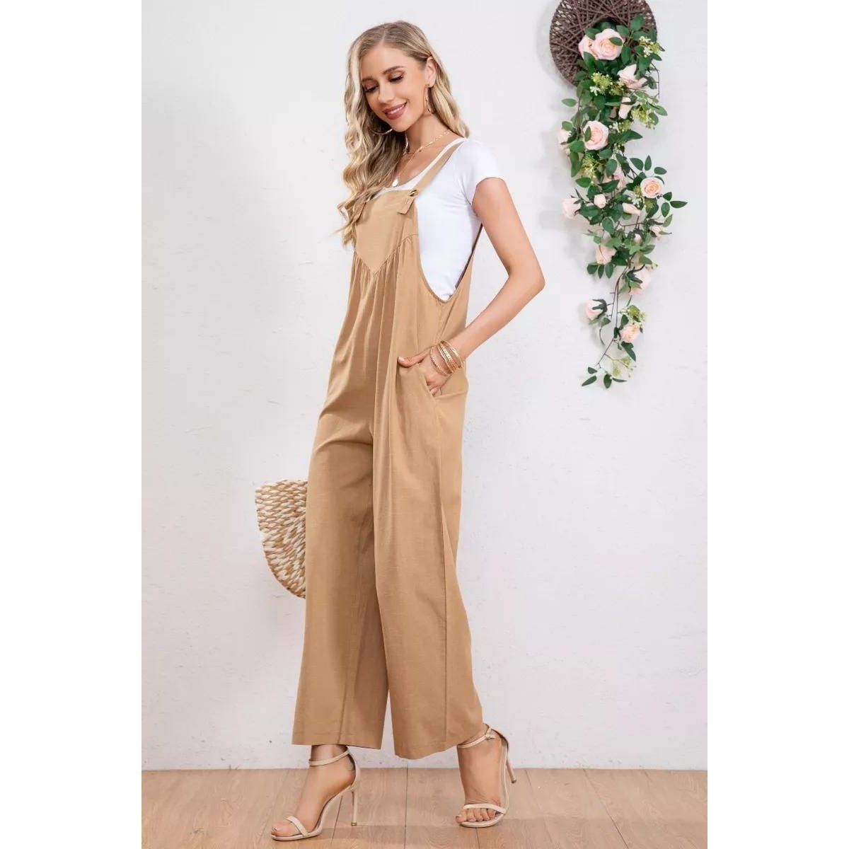 LIKE SHOP - Enterito Jardinera Premium Lino Largo Primavera Mujer 100% Algodón 280