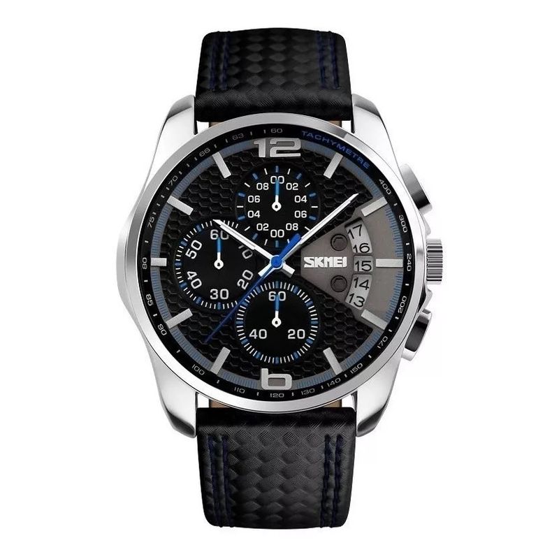 SKMEI - Reloj Hombre Skmei 9106 Cuero Ecologico Malla Azul Y Negro