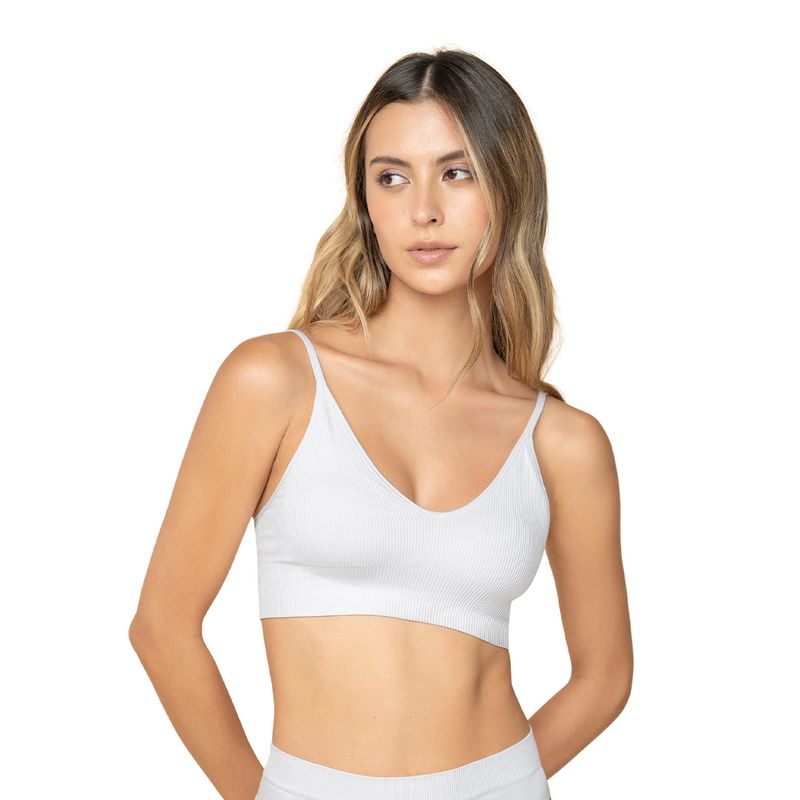 LEONISA - Top en tecnología seamless con textura acanalada Natural Comfort 091088 Blanco